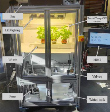 Prototipo di modulo con vassoi per vertical farming