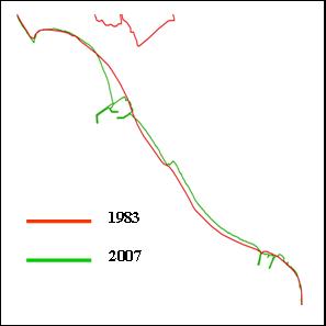 Evoluzione della linea di costa tra il 1983 e il 2007 evoluzione fascia costiera